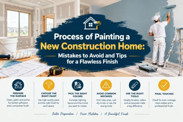 Process of Painting a New Construction Home: Mistakes to Avoid and Tips for a Flawless Finish
